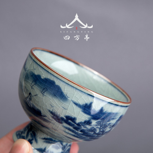 景德鎮主人盃單盃高足青花瓷品茗盃茶盃單個陶瓷中式茶具茶盞高檔