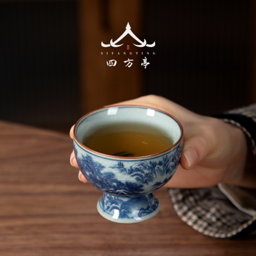 景德鎮主人盃單盃高足青花瓷品茗盃茶盃單個陶瓷中式茶具茶盞高檔