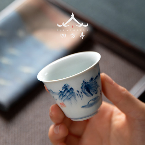 景德鎮手工主人盃陶瓷手繪功夫茶具茶盃單盃品茗盃單盃喝茶茶碗