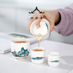 四方亭 千裡江山旅行茶具快客盃戶外便攜包一人茶具下午茶小套