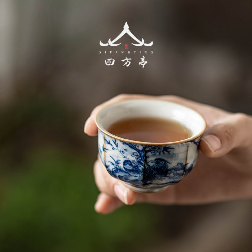 汝窰功夫茶具套裝青花瓷2023新款茶盃茶壺家用蓋碗陶瓷中式景德鎮