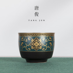四方亭 琺瑯彩主人盃大號陶瓷品茗盃家用功夫茶盃單個古典中式