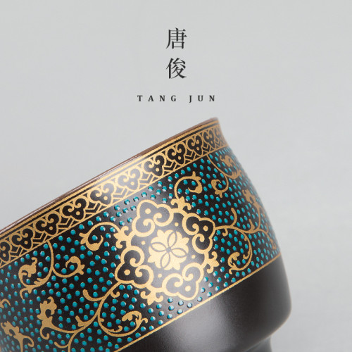 四方亭 琺瑯彩主人盃大號陶瓷品茗盃家用功夫茶盃單個古典中式