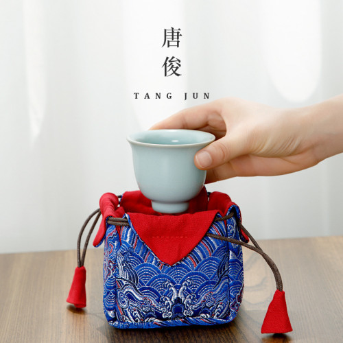 汝窰開片主人盃品茗盃鉄觀音功夫茶具敞口6個套裝喝茶盃子