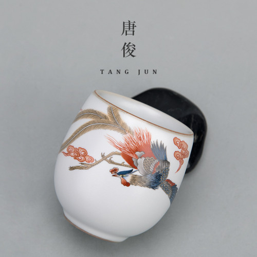 景德鎮功夫茶盃套裝陶瓷開片主人盃大號盃子茶具個人專用100ml