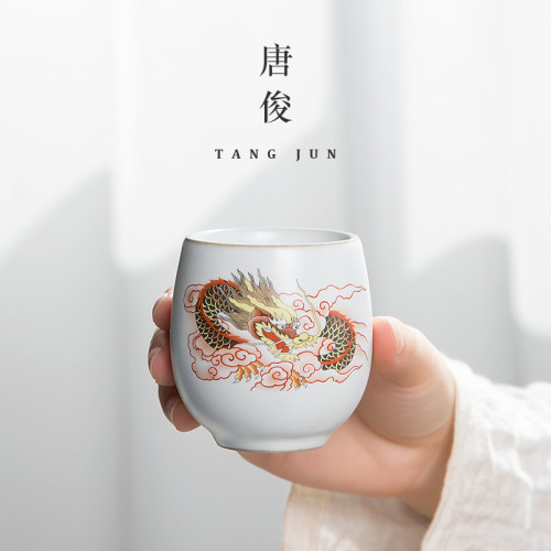景德鎮功夫茶盃套裝陶瓷開片主人盃大號盃子茶具個人專用100ml