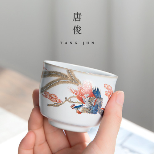 景德鎮功夫茶盃套裝陶瓷開片主人盃大號盃子茶具個人專用100ml