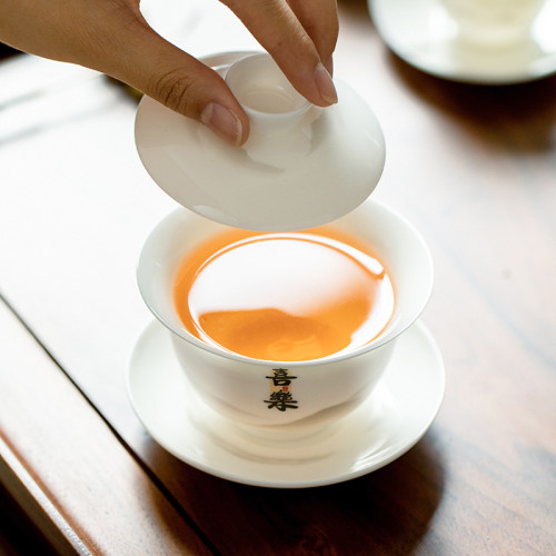 懸停蓋碗德化白瓷羊脂玉茶具不燙手三才茶碗帶蓋高檔單個茶盃泡茶