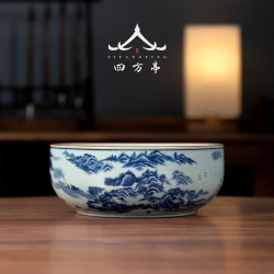 青花瓷茶具筆洗茶碗水盂水洗景德鎮復古盃洗茶洗建水陶瓷茶缸