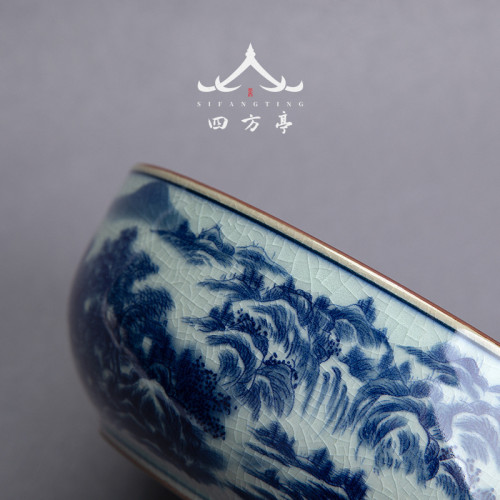 青花瓷茶具筆洗茶碗水盂水洗景德鎮復古盃洗茶洗建水陶瓷茶缸