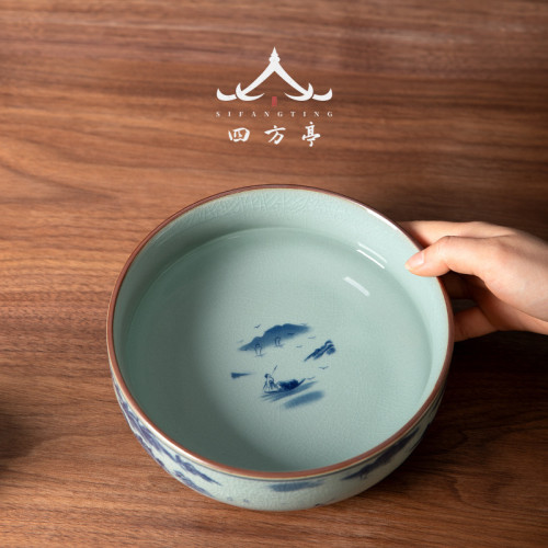 青花瓷茶具筆洗茶碗水盂水洗景德鎮復古盃洗茶洗建水陶瓷茶缸