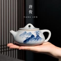 景德鎮石瓢壺手工茶壺泡茶家用陶瓷功夫茶具套裝大容量青花瓷單壺