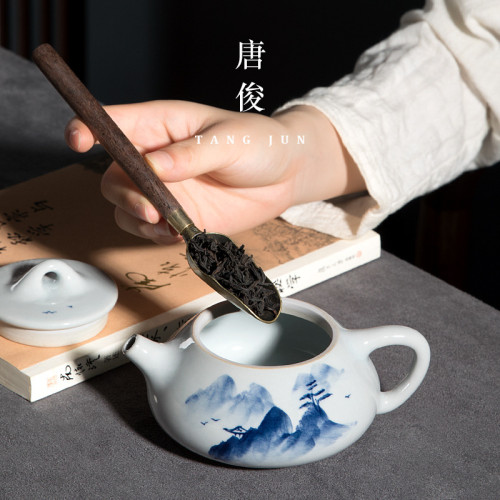 景德鎮石瓢壺手工茶壺泡茶家用陶瓷功夫茶具套裝大容量青花瓷單壺