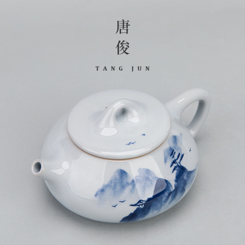 景德鎮石瓢壺手工茶壺泡茶家用陶瓷功夫茶具套裝大容量青花瓷單壺