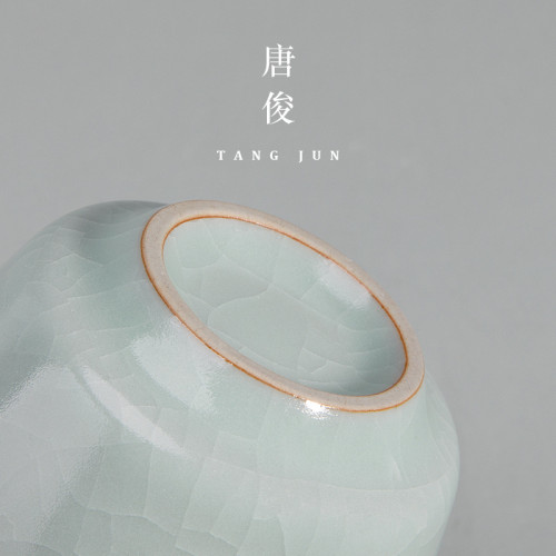 汝窰茶盃大號主人盃汝瓷開片可養功夫盃子陶瓷家用茶碗茶具個人