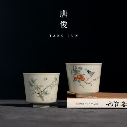 四方亭 景德鎮茶盃套裝陶瓷品茗盃功夫茶具中式盃子茶碗6衹裝