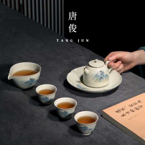 四方亭 景德鎮茶盃套裝陶瓷品茗盃功夫茶具中式盃子茶碗6衹裝