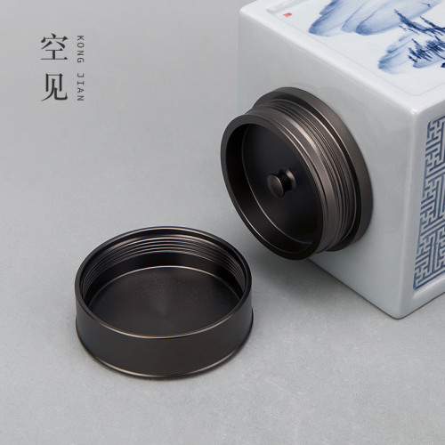 對罐景德鎮手繪陶瓷茶葉罐禮盒裝高端空罐密封罐擺件存儲罐包裝盒