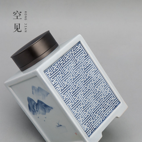 對罐景德鎮手繪陶瓷茶葉罐禮盒裝高端空罐密封罐擺件存儲罐包裝盒