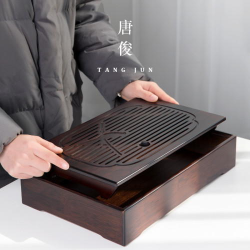茶磐小茶台家用托磐小型茶海竹制蓄水現代簡約瀝水茶磐茶具儲水式