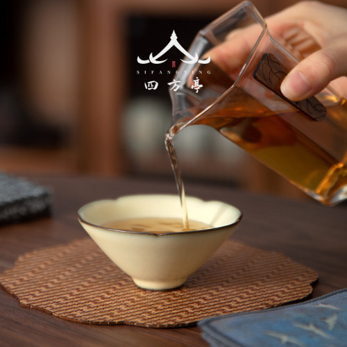 汝窰葵口鬭笠盃主人盃品茗盃單盃茶具茶盃茶盞高端大號茶碗日式