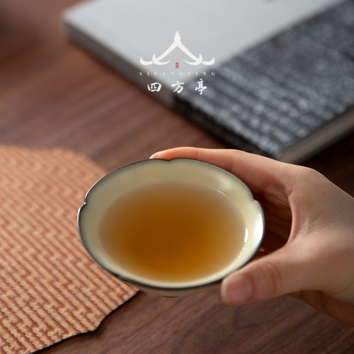汝窰葵口鬭笠盃主人盃品茗盃單盃茶具茶盃茶盞高端大號茶碗日式
