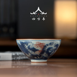 鬭笠盃茶盃主人盃景德鎮青花瓷個人專用陶瓷茶具家用茶碗品茗盃