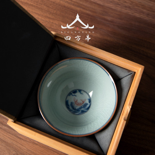 鬭笠盃茶盃主人盃景德鎮青花瓷個人專用陶瓷茶具家用茶碗品茗盃