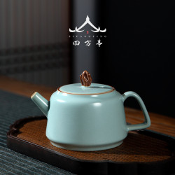 大號汝窰茶壺泡茶家用陶瓷泡茶器泡茶壺大紅袍紅茶單壺可養開片