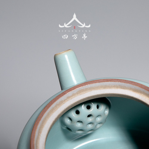 大號汝窰茶壺泡茶家用陶瓷泡茶器泡茶壺大紅袍紅茶單壺可養開片