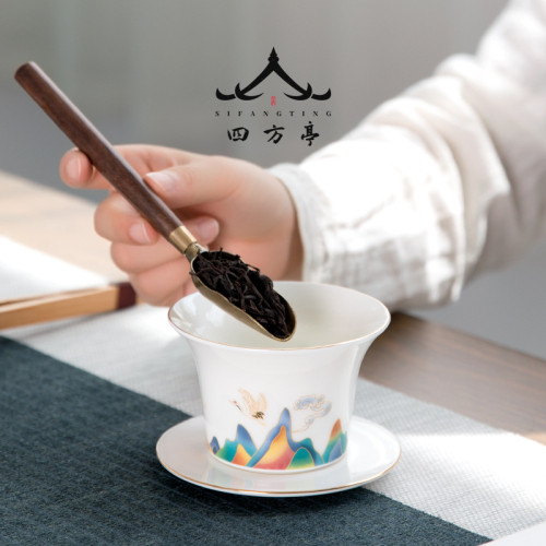 景德鎮白瓷茶具套裝輕奢家用陶瓷功夫蓋碗茶盃高級禮盒高檔茶盃