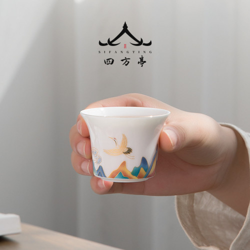 景德鎮白瓷茶具套裝輕奢家用陶瓷功夫蓋碗茶盃高級禮盒高檔茶盃