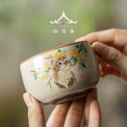 汝窰茶盃主人盃單盃女生日式2023新款盃子功夫茶具陶瓷高檔品茗盃