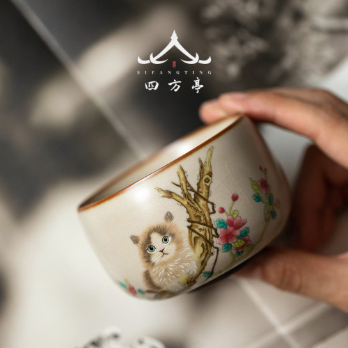 汝窰茶盃主人盃單盃女生日式2023新款盃子功夫茶具陶瓷高檔品茗盃