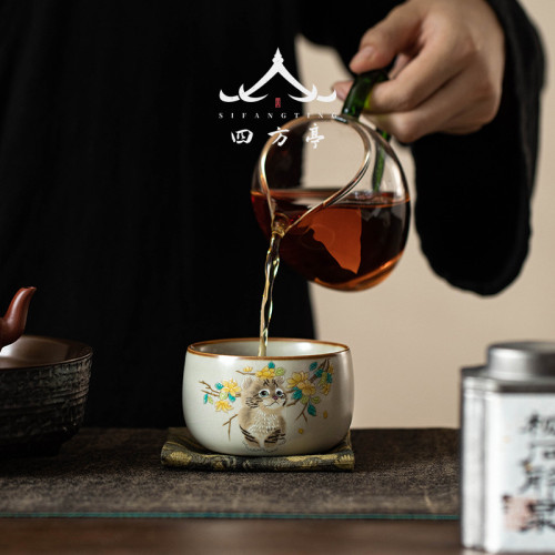 汝窰茶盃主人盃單盃女生日式2023新款盃子功夫茶具陶瓷高檔品茗盃