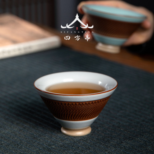 鬭笠盃跳刀主人盃單盃中式大號個人茶盃品茗盃陶瓷高端茶具景德鎮