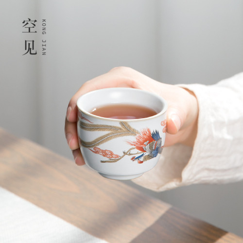 景德鎮蓋碗陶瓷單個茶碗三才茶盃汝窰茶具不燙手高端禮盒裝