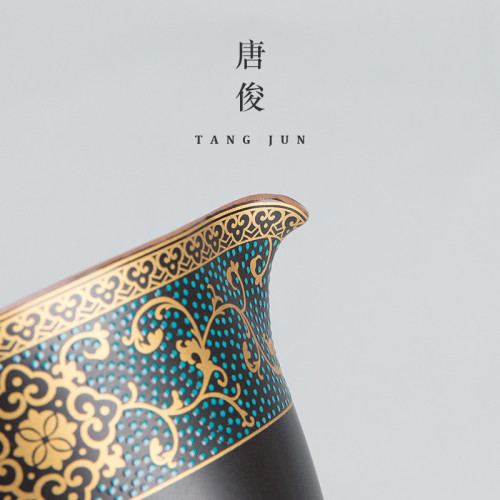 四方亭琺瑯彩公道盃茶漏過濾一體家用茶葉過濾漏器網紗分陶瓷套裝