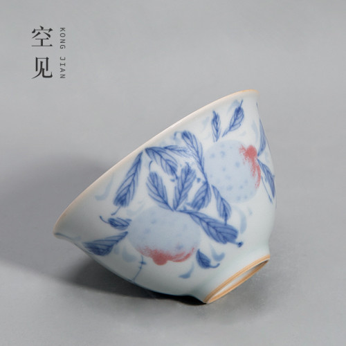 四方亭 景德鎮手繪釉下彩青花茶具套裝輕奢高端泡茶功夫蓋碗茶盃