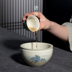 唐俊 茶洗盃洗小號茶缸建水茶具配件水盂茶渣桶陶瓷