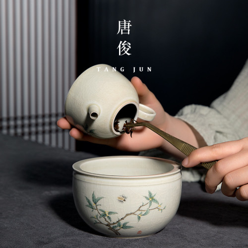 唐俊 茶洗盃洗小號茶缸建水茶具配件水盂茶渣桶陶瓷