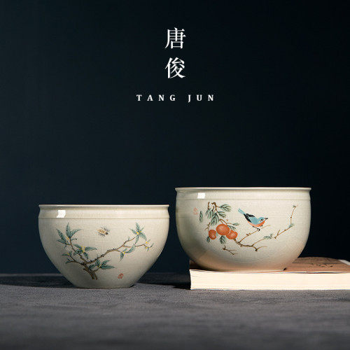 唐俊 茶洗盃洗小號茶缸建水茶具配件水盂茶渣桶陶瓷