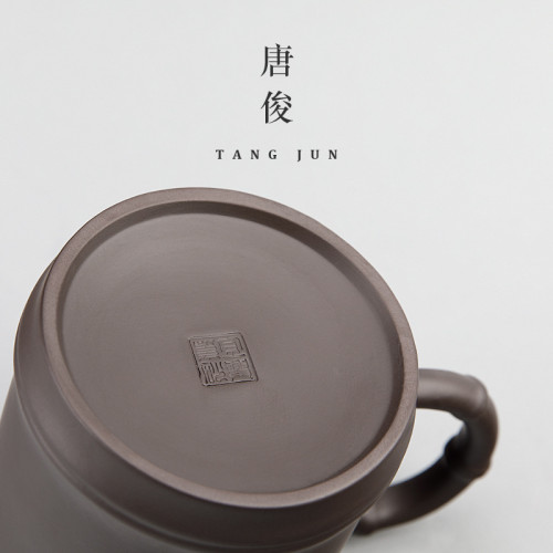 宜興紫砂盃大號個人帶蓋盃子辦公帶把陶瓷茶盃單個家用水盃300ml