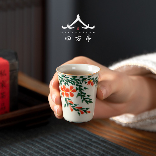 手繪景德鎮主人盃單盃陶瓷功夫茶具茶盃品茗盃子小茶碗女士家用