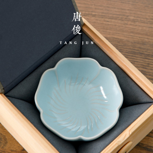 汝窰大號女士主人盃汝瓷開片可養陶瓷功夫茶盃單盃品茗盃喝茶
