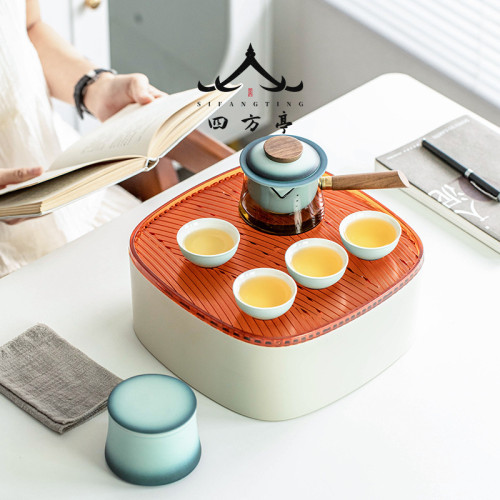 戶外旅行茶具套裝便攜式露營裝備收納包野營茶磐車載泡茶下午茶