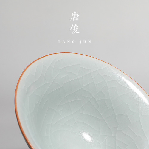 汝窰鬭笠盃陶瓷開片功夫茶盃景德鎮品茗盃茶盞主人盃單盃茶碗