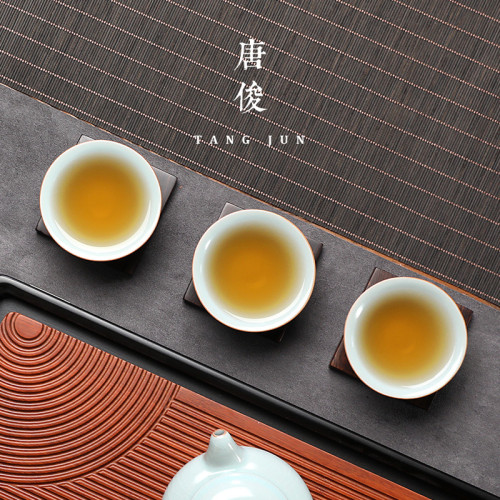 汝窰鬭笠盃陶瓷開片功夫茶盃景德鎮品茗盃茶盞主人盃單盃茶碗