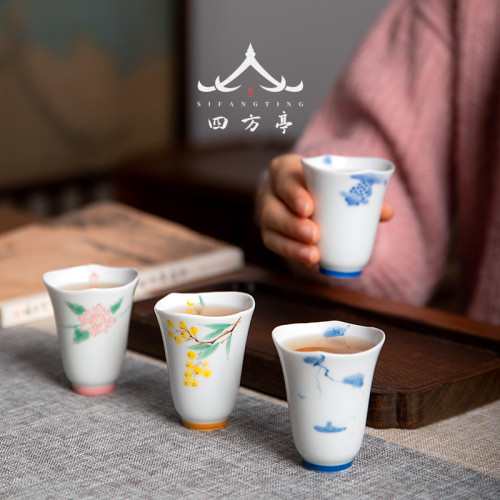 景德鎮手繪茶盃女神品茗盃主人盃單盃套裝聞香盃陶瓷白瓷個人