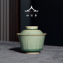 四方亭 青瓷蓋碗茶盃三才茶碗單個泡茶盃蓋盃中式高檔功夫茶具